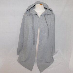 Eddie Bauer Women's M 8 /10 Gray Motion Cozy Camp Open Cardigan Wrap hooded